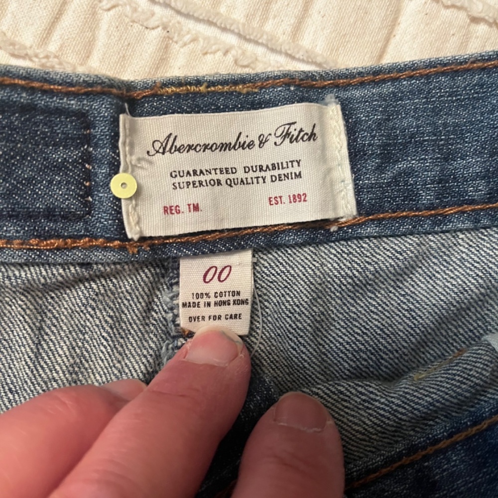 Vintage Y2K Abercrombie and Fitch Pleated Denim Mini Skirt 00 - Picture 3 of 7
